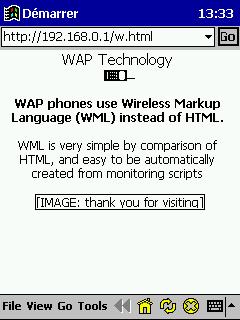 HTML content received by a WAP client